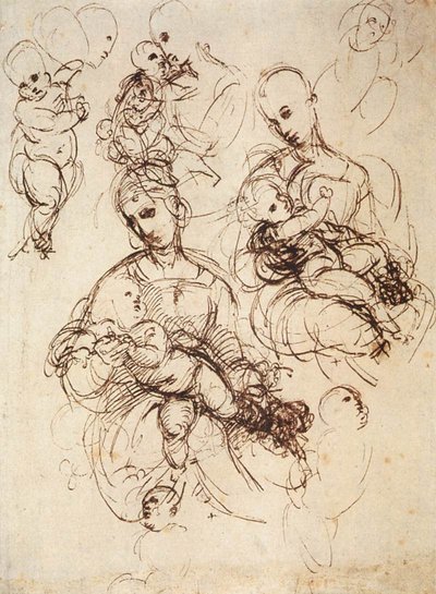 Estudios para madonnas con niño de Raffaello Sanzio Raphael